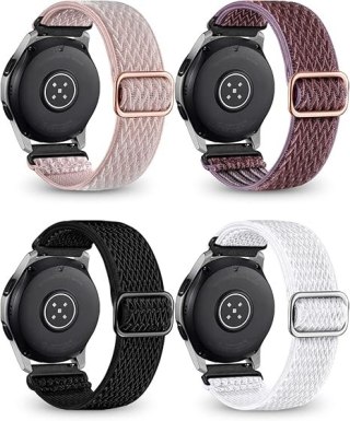 4x PASEK DO ZEGARKA BIAŁY CZARNY RÓŻOWY FIOLETOWY NYLON UNIWERSALNY 22mm