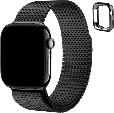 BRANSOLETA DO ZEGARKA APPLE WATCH 1/2/3/4/5/6/7/8/9/SE 42/44/45 CZARNA+ETUI