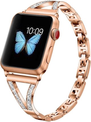 BRANSOLETA DO ZEGARKA APPLE WATCH 2/3/4/5/6/7/8/9/SE 38/40/41 RÓŻOWE ZŁOTO