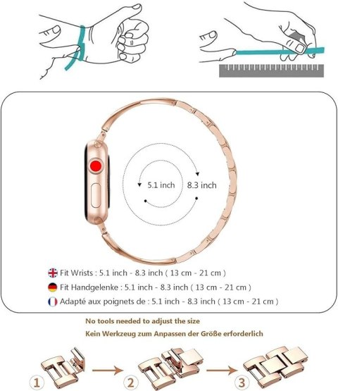 BRANSOLETA DO ZEGARKA APPLE WATCH 2/3/4/5/6/7/8/9/SE 38/40/41 RÓŻOWE ZŁOTO BRANSOLETA DO ZEGARKA APPLE WATCH 2/3/4/5/6/7/8/9/SE 38/40/41 RÓŻOWE ZŁOTO