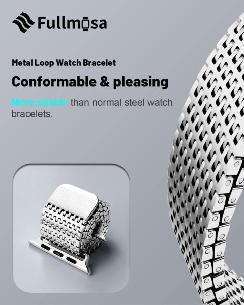 BRANSOLETA DO ZEGARKA APPLE WATCH ULTRA/ULTRA 2 49mm SREBRNA +ETUI