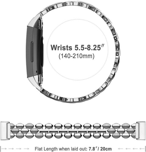 BRANSOLETA DO ZEGARKA FITBIT CHARGE 3 SREBRNA METALOWA ELEGANCKA BRANSOLETA DO ZEGARKA FITBIT CHARGE 3 SREBRNA METALOWA ELEGANCKA
