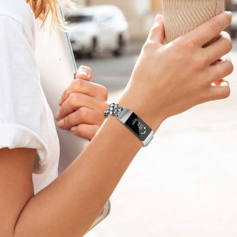 BRANSOLETA DO ZEGARKA FITBIT CHARGE 3 SREBRNA METALOWA ELEGANCKA BRANSOLETA DO ZEGARKA FITBIT CHARGE 3 SREBRNA METALOWA ELEGANCKA