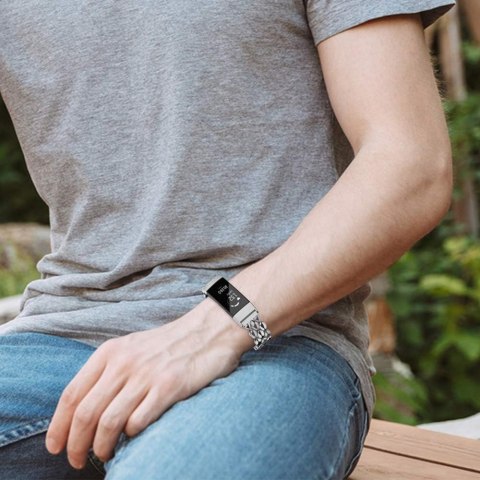 BRANSOLETA DO ZEGARKA FITBIT CHARGE 3 SREBRNA METALOWA ELEGANCKA BRANSOLETA DO ZEGARKA FITBIT CHARGE 3 SREBRNA METALOWA ELEGANCKA