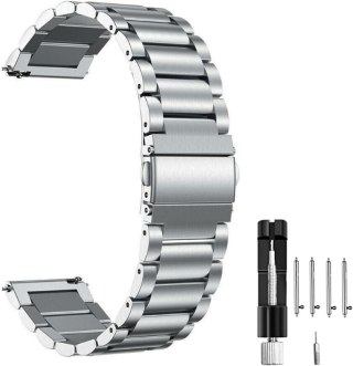 BRANSOLETA DO ZEGARKA SREBRNA STAL UNIWERSALNA ELEGANCKA 22mm