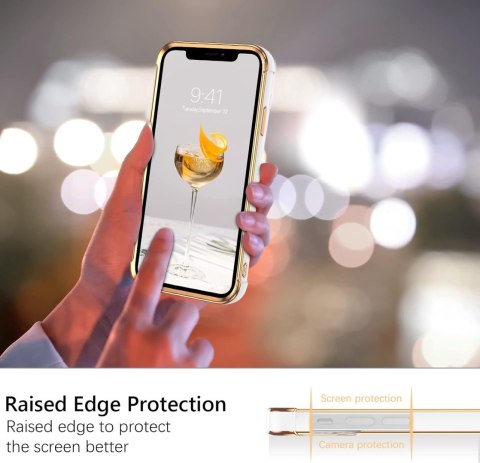 ETUI APPLE IPHONE 11 SILIKONOWE BIAŁE +ZŁOTE DODATKI SERDUSZKO A2111