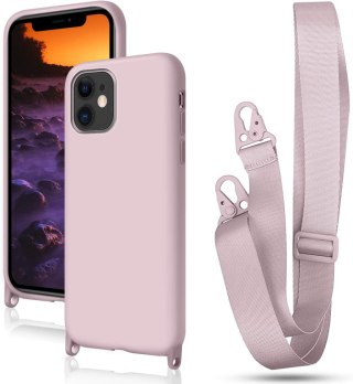 ETUI POKROWIEC APPLE IPHONE 12/12 PRO RÓŻOWE SILIKONOWE PLECKI +SMYCZ