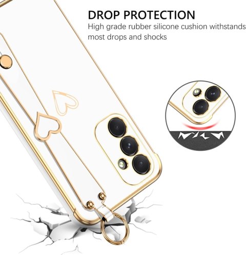 ETUI SAMSUNG GALAXY A54 SILIKONOWE BIAŁE ZŁOTE SERDUSZKO +UCHWYT I SMYCZ