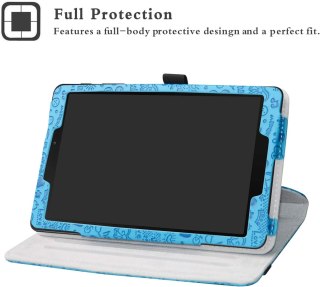 ETUI SAMSUNG GALAXY TAB A 8.0 2019 NIEBIESKIE WYTŁACZANE WZORY UROCZE