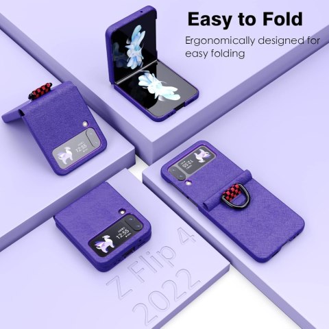 ETUI SAMSUNG GALAXY Z FLIP 4 FIOLEOWE PIERŚCIEŃ WYTRZYMAŁE OCHRONNE SOLIDNE