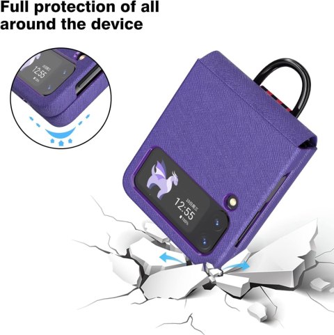 ETUI SAMSUNG GALAXY Z FLIP 4 FIOLEOWE PIERŚCIEŃ WYTRZYMAŁE OCHRONNE SOLIDNE