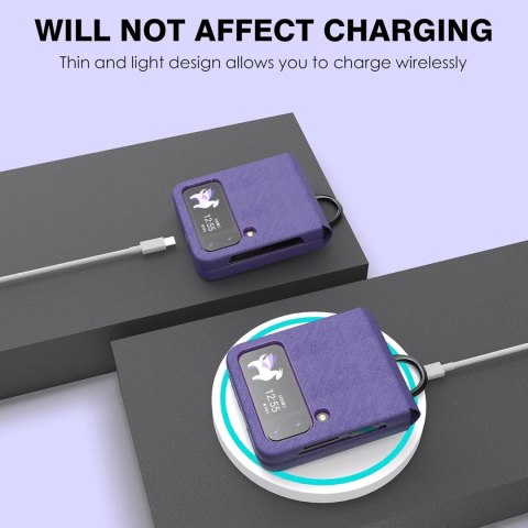 ETUI SAMSUNG GALAXY Z FLIP 4 FIOLEOWE PIERŚCIEŃ WYTRZYMAŁE OCHRONNE SOLIDNE
