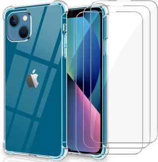 ETUI SILIKONOWE IPHONE 13 BEZBARWNE +3x SZKŁO HARTOWANE A2482 A2631 A2633