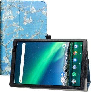 ETUI TABLET TOSCIDO P20 / LNMBBS P30 10 CALI NIEBIESKI W BIAŁE KWIATY