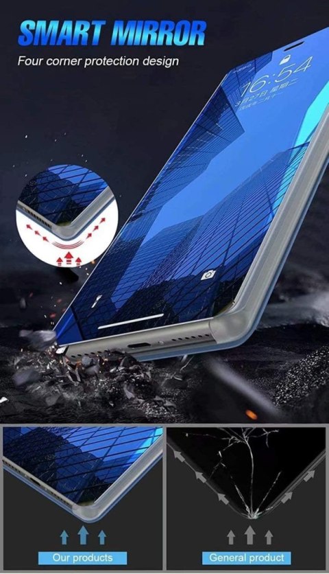 ETUI Z KLAPKĄ XIAOMI REDMI 10 NIEBIESKIE PRZESZKLONE MZB0A65EU