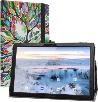 ETUI ZAMYKANE TABLET ARCHOS T101 4G BIAŁE KOLOROWE DREZWO Z GUMKĄ ZAMYKANE