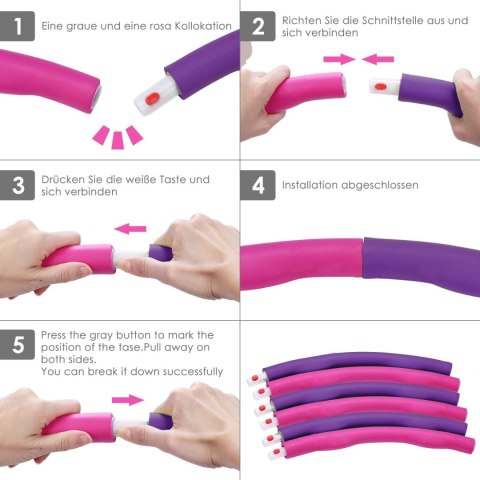 HULA HOP PIANKOWE DO ODCHUDZANIA I MASAŻU RÓŻOWO-FIOLETOWE 8el 73-95cm HULA HOP PIANKOWE DO ODCHUDZANIA I MASAŻU RÓŻOWO-FIOLETOWE 8el 73-95cm