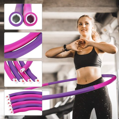 HULA HOP PIANKOWE DO ODCHUDZANIA I MASAŻU RÓŻOWO-FIOLETOWE 8el 73-95cm HULA HOP PIANKOWE DO ODCHUDZANIA I MASAŻU RÓŻOWO-FIOLETOWE 8el 73-95cm