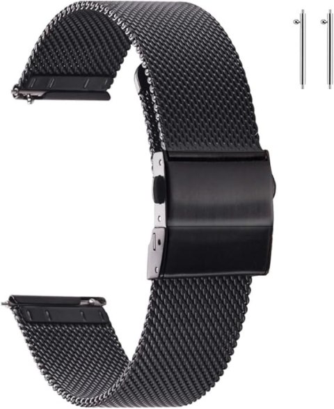 PASEK BRANSOLETA DO ZEGARKA CZARNY STAL SIATKA UNIWERSALNY ELEGANCKI 20mm PASEK BRANSOLETA DO ZEGARKA CZARNY STAL SIATKA UNIWERSALNY ELEGANCKI 20mm