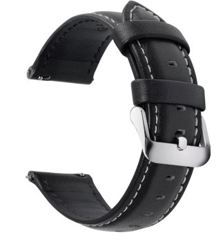 PASEK SKÓRZANY DO ZEGARKA SMARTWATCH CZARNY UNIWERSALNY 24MM FULLMOSA