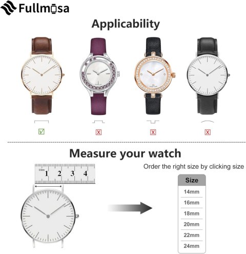PASEK SKÓRZANY DO ZEGARKA SMARTWATCH CZARNY UNIWERSALNY 24MM FULLMOSA PASEK SKÓRZANY DO ZEGARKA SMARTWATCH CZARNY UNIWERSALNY 24MM FULLMOSA