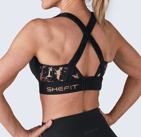 STANIK SPORTOWY SHEFIT CZARNY ŚREDNIE PODTRZYMANIE REGULOWANY 3XL