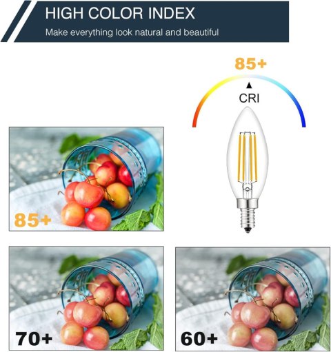 ŻARÓWKI ŚWIECZKOWE LED E14 BIAŁY CIEPŁY 4W 2700K 470LM 3szt