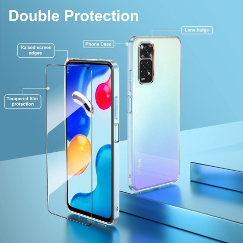 ZESTAW ETUI XIAOMI REDMI NOTE 11/11S BROKATOWE SILIKON +2x SZKŁO HARTOWANE