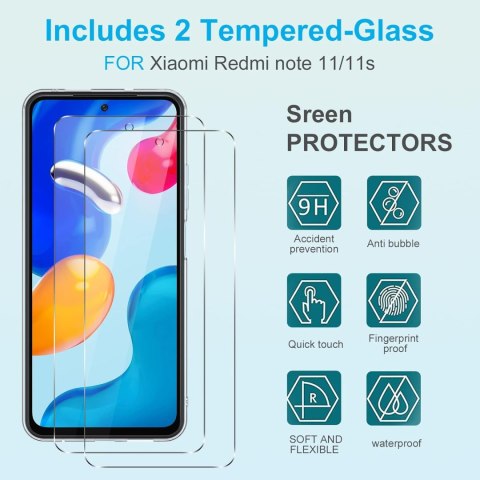 ZESTAW ETUI XIAOMI REDMI NOTE 11/11S BROKATOWE SILIKON +2x SZKŁO HARTOWANE