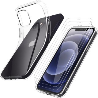 ZESTAW ETUI SILIKONOWE APPLE IPHONE 12/12 PRO +3x SZKŁO HARTOWANE A2172