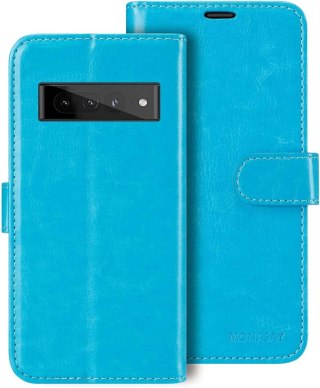 ZESTAW ETUI Z KLAPKĄ GOOGLE PIXEL 7 PRO NIEBIESKIE +FOLIA OCHRONNA GE2AE