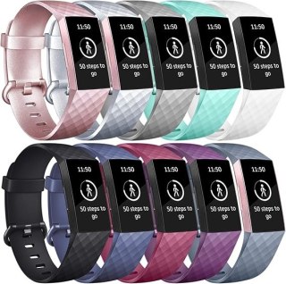 10x PASEK DO ZEGARKA FITBIT Charge 3/4 TPU WODOODPORNY MIX KOLORÓW L