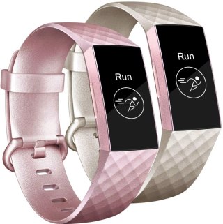 2x PASEK DO Fitbit Charge 3/4 RÓŻOWY ZŁOTY TPU WODOODPORNY OPASKA S