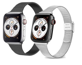 2xPASEK DO ZEGARKA APPLE WATCH 1/2/3/4/5/6/7/8/9/SE 38/40/41 SREBRNY CZARNY