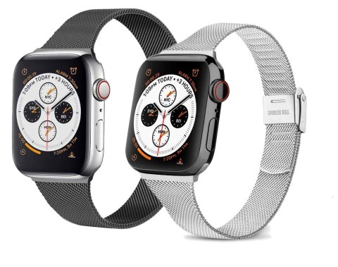 2xPASEK DO ZEGARKA APPLE WATCH 1/2/3/4/5/6/7/8/9/SE 38/40/41 SREBRNY CZARNY 2xPASEK DO ZEGARKA APPLE WATCH 1/2/3/4/5/6/7/8/9/SE 38/40/41 SREBRNY CZARNY