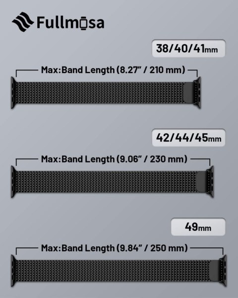 BRANSOLETA DO ZEGARKA APPLE WATCH 1/2/3/4/5/6/7/8/9/SE 42/44/45 CZARNA+ETUI