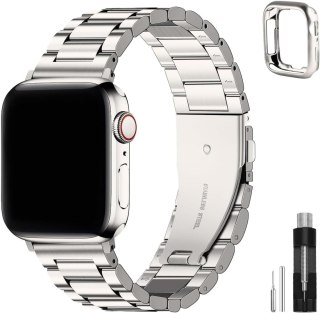 BRANSOLETA DO ZEGARKA APPLE WATCH 1/2/3/4/5/6/7/8/SE 38/40/41 SREBRNA +ETUI