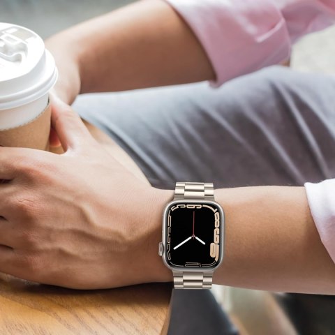 BRANSOLETA DO ZEGARKA APPLE WATCH 1/2/3/4/5/6/7/8/SE 38/40/41 SREBRNA +ETUI
