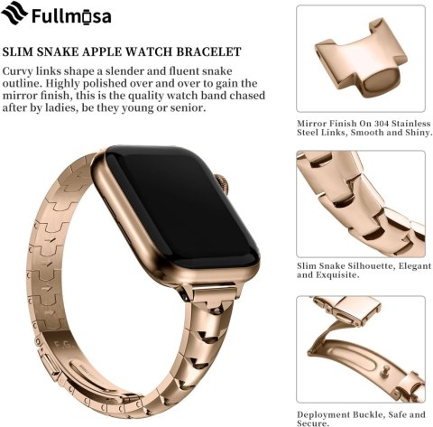 BRANSOLETA DO ZEGARKA APPLE WATCH 2/3/4/5/6/7/8/9/SE 38/40/41 RÓŻOWE ZŁOTO BRANSOLETA DO ZEGARKA APPLE WATCH 2/3/4/5/6/7/8/9/SE 38/40/41 RÓŻOWE ZŁOTO