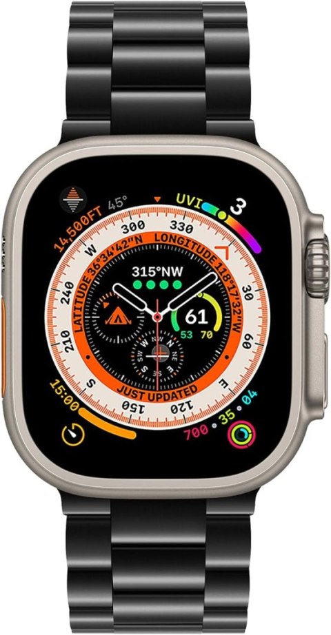 BRANSOLETA DO ZEGARKA APPLE WATCH ULTRA/ULTRA 2 49mm CZARNA STAL+ETUI