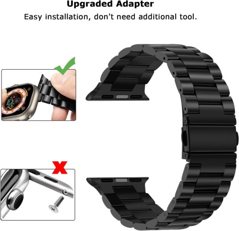 BRANSOLETA DO ZEGARKA APPLE WATCH ULTRA/ULTRA 2 49mm CZARNA STAL+ETUI