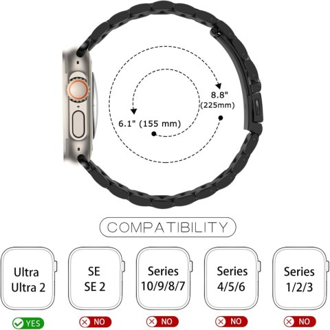 BRANSOLETA DO ZEGARKA APPLE WATCH ULTRA/ULTRA 2 49mm CZARNA STAL+ETUI