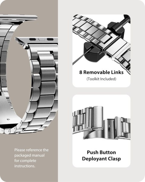 BRANSOLETA DO ZEGARKA APPLE WATCH ULTRA/ULTRA 2 49mm SREBRNA +ETUI BRANSOLETA DO ZEGARKA APPLE WATCH ULTRA/ULTRA 2 49mm SREBRNA +ETUI