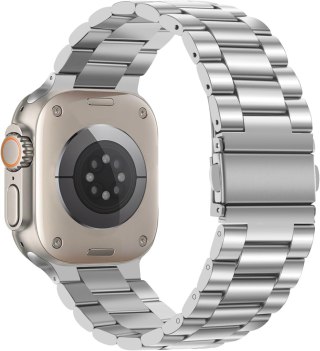 BRANSOLETA DO ZEGARKA APPLE WATCH ULTRA/ULTRA 2 49mm SREBRNA STAL+ETUI