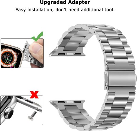 BRANSOLETA DO ZEGARKA APPLE WATCH ULTRA/ULTRA 2 49mm SREBRNA STAL+ETUI BRANSOLETA DO ZEGARKA APPLE WATCH ULTRA/ULTRA 2 49mm SREBRNA STAL+ETUI