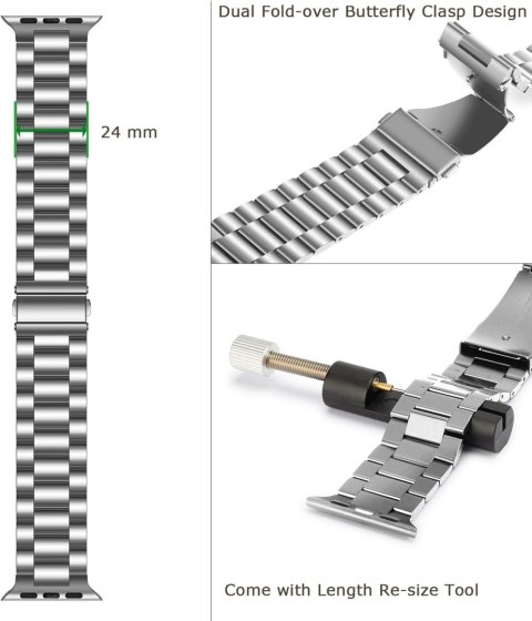 BRANSOLETA DO ZEGARKA APPLE WATCH ULTRA/ULTRA 2 49mm SREBRNA STAL+ETUI BRANSOLETA DO ZEGARKA APPLE WATCH ULTRA/ULTRA 2 49mm SREBRNA STAL+ETUI