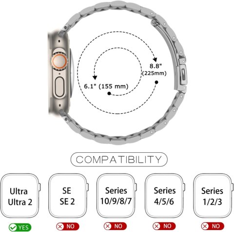 BRANSOLETA DO ZEGARKA APPLE WATCH ULTRA/ULTRA 2 49mm SREBRNA STAL+ETUI BRANSOLETA DO ZEGARKA APPLE WATCH ULTRA/ULTRA 2 49mm SREBRNA STAL+ETUI