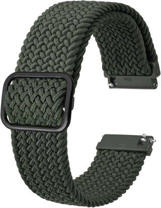 BRANSOLETA DO ZEGARKA CIEMNY ZIELONY PLECIONY NYLON UNIWERSALNY 22mm