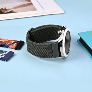 BRANSOLETA DO ZEGARKA CIEMNY ZIELONY PLECIONY NYLON UNIWERSALNY 22mm