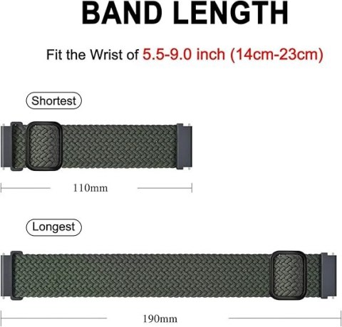 BRANSOLETA DO ZEGARKA CIEMNY ZIELONY PLECIONY NYLON UNIWERSALNY 22mm BRANSOLETA DO ZEGARKA CIEMNY ZIELONY PLECIONY NYLON UNIWERSALNY 22mm